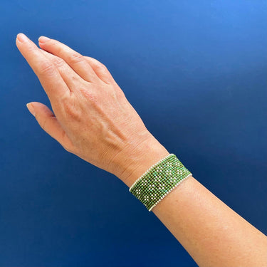 Brazalete Telar Plata Medio Miniflor Turquesa T